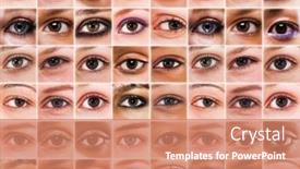 Presentation with eyes - Presentation design with multiple-huan-eyes background and a coral colored foreground