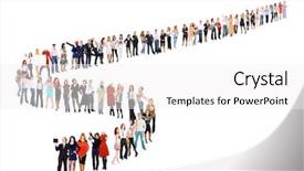  Presentation with five business people standing together and smiling - Audience pleasing PPT layouts consisting of multiple occupations - business idea together we stand backdrop and a  colored foreground