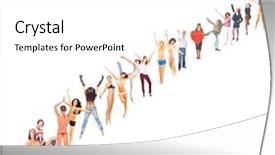  Presentation with queue - Slide deck featuring multiple occupations - concept image people in queue background and a white colored foreground