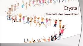  Presentation with together in christ - Colorful theme enhanced with multiple occupations - many colleagues standing together backdrop and a  colored foreground