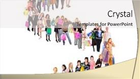  Presentation with five business people standing together and smiling - Colorful slide deck enhanced with multiple occupations - together we stand business idea backdrop and a  colored foreground