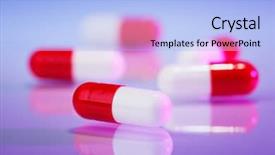  Presentation with red medical - Presentation theme having multiple pills - red and white capsules bolus background and a light blue colored foreground