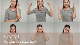  Presentation with multiple sclorosis - PPT layouts with multiple-portraits-of-the-same background and a coral colored foreground