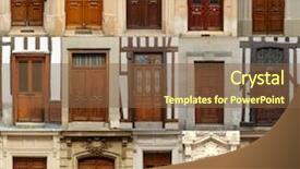  Presentation with old wooden door antique - PPT theme consisting of multiple properties - collage of old wooden doors background and a tawny brown colored foreground