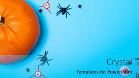  Presentation with fall season - Presentation theme having multiple-scary-eyes-spider-bat background and a cyan colored foreground