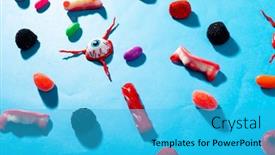  Presentation with scary halloween - Slides enhanced with multiple-scary-eyes-toys background and a cyan colored foreground