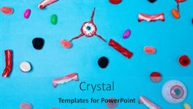  Presentation with scary halloween - Slide set featuring multiple-scary-eyes-toys background and a cyan colored foreground