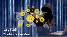  Presentation with cyber security - Colorful presentation theme enhanced with multiple-security-padlock-icons-over backdrop and a ocean colored foreground