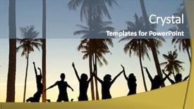  Presentation with group - Slides featuring multiple sport - excited backlit group background and a  colored foreground