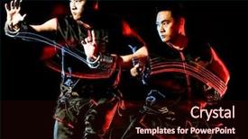  Presentation with black light - PPT theme having multiple sport - whushu chinese boxing kung fu background and a wine colored foreground