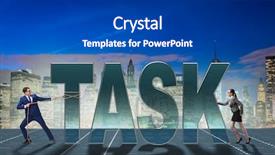  Presentation with task - Theme enhanced with multiple strategies - businesswoman and businessman in task background and a  colored foreground