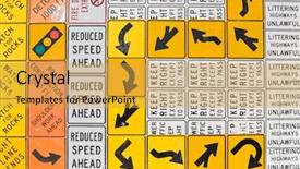  Presentation with teamwork street signs - Amazing PPT layouts having multiple street warning direction signs backdrop and a yellow colored foreground