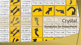  Presentation with direction - Slide deck consisting of multiple street warning direction signs background and a yellow colored foreground
