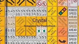  Presentation with teamwork street signs - Beautiful theme featuring multiple street warning direction signs backdrop and a gold colored foreground