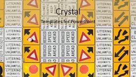  Presentation with teamwork street signs - PPT layouts with multiple street warning direction signs background and a yellow colored foreground