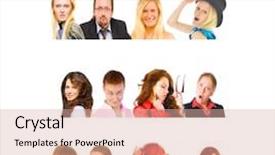  Presentation with team building on white - PPT theme having multiple teams - team over white different expressions background and a lemonade colored foreground