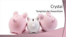  Presentation with three - Slides enhanced with three piggy banks on white background and a white colored foreground