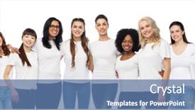  Presentation with diverse women - Theme featuring multiracial - friendship diverse body positive background and a ocean colored foreground