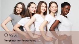  Presentation with african american girls - PPT theme featuring multiracial-african-american-european background and a coral colored foreground