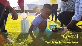  Presentation with family day - Presentation theme featuring multiracial-boy-with-father background and a tawny brown colored foreground