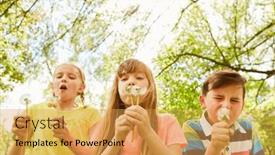  Presentation with summer holiday - Slide deck having multiracial-boys-and-girls-blowing background and a yellow colored foreground