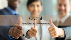  Presentation with giving - PPT layouts having multiracial business team giving thumbs background and a coral colored foreground