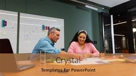  Presentation with workplace diversity - PPT layouts having multiracial-businessman-and-businesswoman-planning background and a  colored foreground