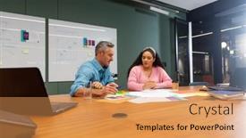  Presentation with workplace diversity - Presentation with multiracial-businessman-and-businesswoman-planning background and a yellow colored foreground