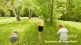  Presentation with children - PPT theme consisting of multiracial-children-plucking-dandelions background and a tawny brown colored foreground