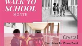  Presentation with children fitness - Theme having multiracial-children-walking-in-corridor background and a coral colored foreground