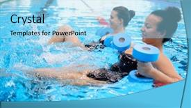  Presentation with aerobics - Colorful PPT theme enhanced with multiracial couple attending water aerobics backdrop and a arctic colored foreground