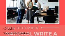  Presentation with business growth - Theme consisting of multiracial-coworkers-discussing-in-office background and a coral colored foreground