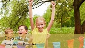  Presentation with win - Presentation enhanced with multiracial-female-and-male-friends background and a yellow colored foreground