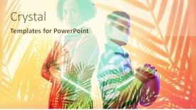  Presentation with hexagon - Presentation having multiracial-female-opponents-standing-back background and a cream colored foreground