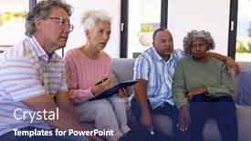  Presentation with assisted living - PPT theme enhanced with multiracial-female-therapist-sitting background and a  colored foreground