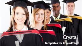  Presentation with graduation - Presentation theme featuring group of multiracial graduates at graduation background and a wine colored foreground