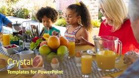  Presentation with family holding hands - Presentation theme consisting of multiracial-grandmother-and-grandchildren-holding background and a tawny brown colored foreground