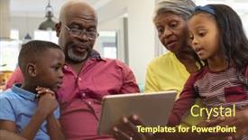  Presentation with grandparents - Presentation design consisting of multiracial-grandparents-with-grandchildren-watching background and a tawny brown colored foreground