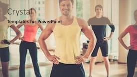  Presentation with aerobics - Slide set enhanced with multiracial group during aerobics class background and a coral colored foreground