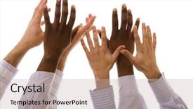  Presentation with black hands - Cool new presentation with multiracial hands gesturing together isolated backdrop and a soft green colored foreground