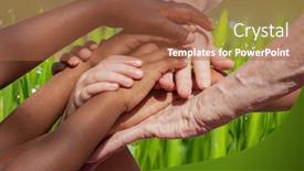  Presentation with generations - Presentation design having multiracial hands spanning across few generations grandson to grandmother background and a red colored foreground