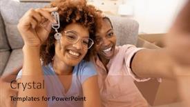  Presentation with togetherness - Theme featuring multiracial-lesbian-couple-screaming background and a coral colored foreground