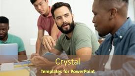  Presentation with achieving goals - Slides consisting of multiracial-male-coworkers-brainstorming-ideas background and a coral colored foreground