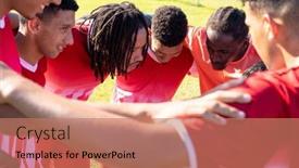  Presentation with soccer - Slides consisting of multiracial-male-soccer-players background and a coral colored foreground