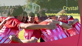  Presentation with motivation - Presentation enhanced with multiracial-male-team-players background and a tawny brown colored foreground