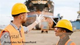  Presentation with clothing - Slide set featuring multiracial-man-and-woman background and a coral colored foreground