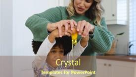  Presentation with food preparation - Slide set consisting of multiracial-mother-making-face background and a tawny brown colored foreground