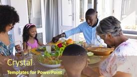  Presentation with family holding hands - Slide deck with multiracial-multigeneration-family-holding-hands background and a tawny brown colored foreground