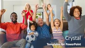  Presentation with victory sport - PPT layouts with multiracial-multigeneration-family-with-arms background and a ocean colored foreground