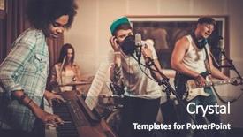  Presentation with music band - PPT theme with multiracial music band performing background and a dark gray colored foreground